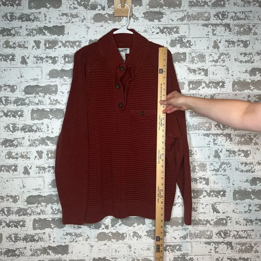 Duluth Trading Co. | men knitted burnt orange Henley sweater